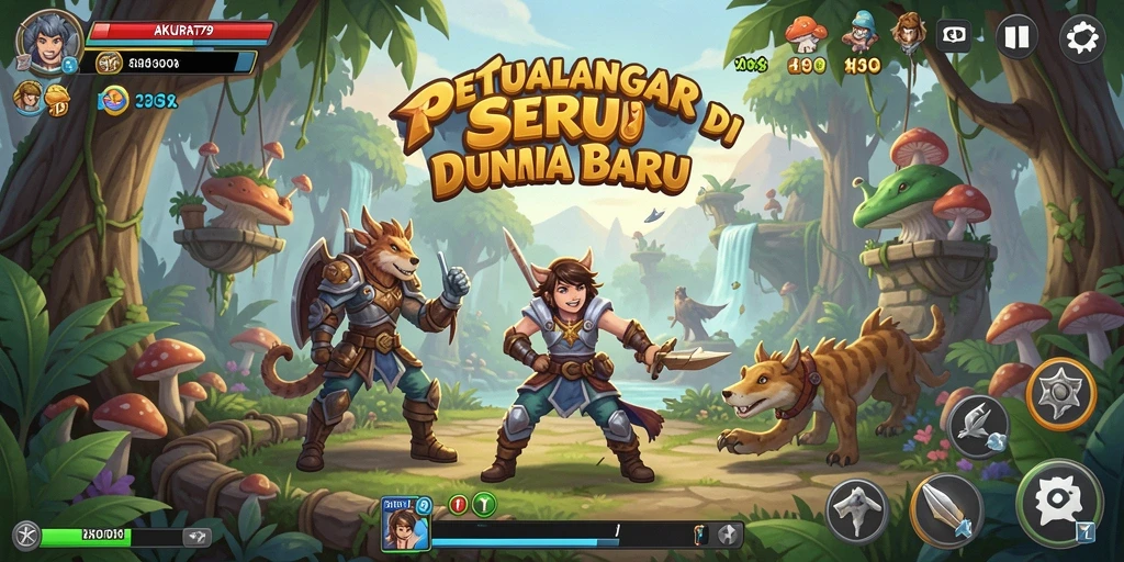 Tampilan gameplay AKURAT79 dengan pemandangan petualangan yang menakjubkan.