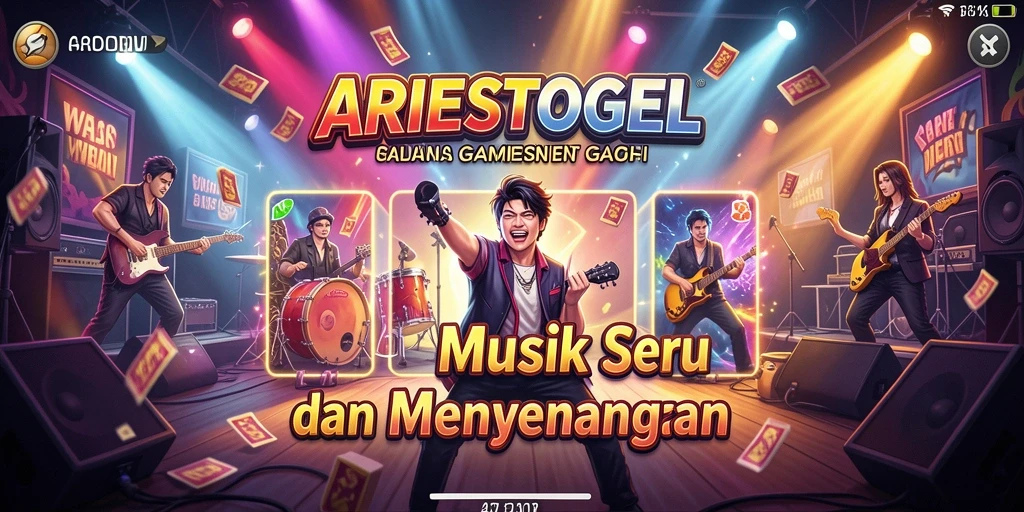 Tampilan gameplay ARIESTOGEL yang penuh warna dan dinamis.