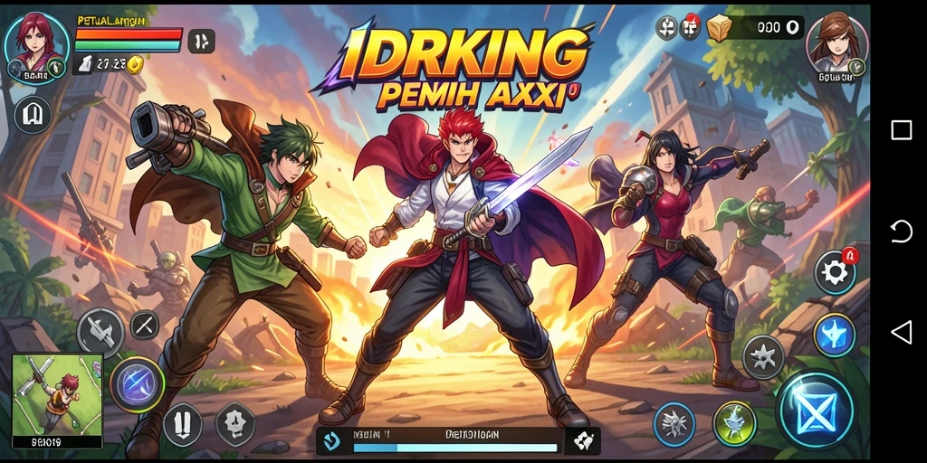 Tampilan gameplay IDRKING dengan karakter Anime beraksi.