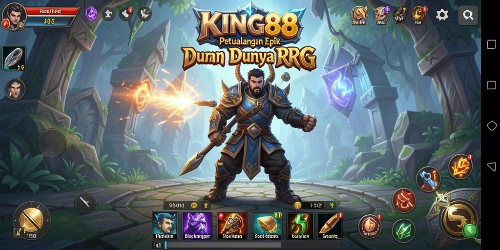 Screenshot gameplay KING88 menampilkan pertarungan epik dalam dunia RPG.