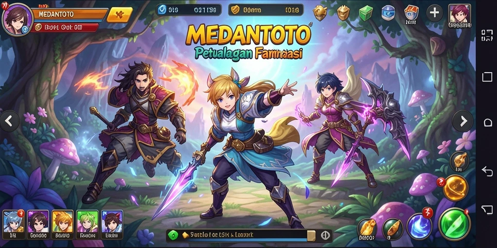 Tampilan gameplay MEDANTOTO yang penuh aksi dan karakter Anime.