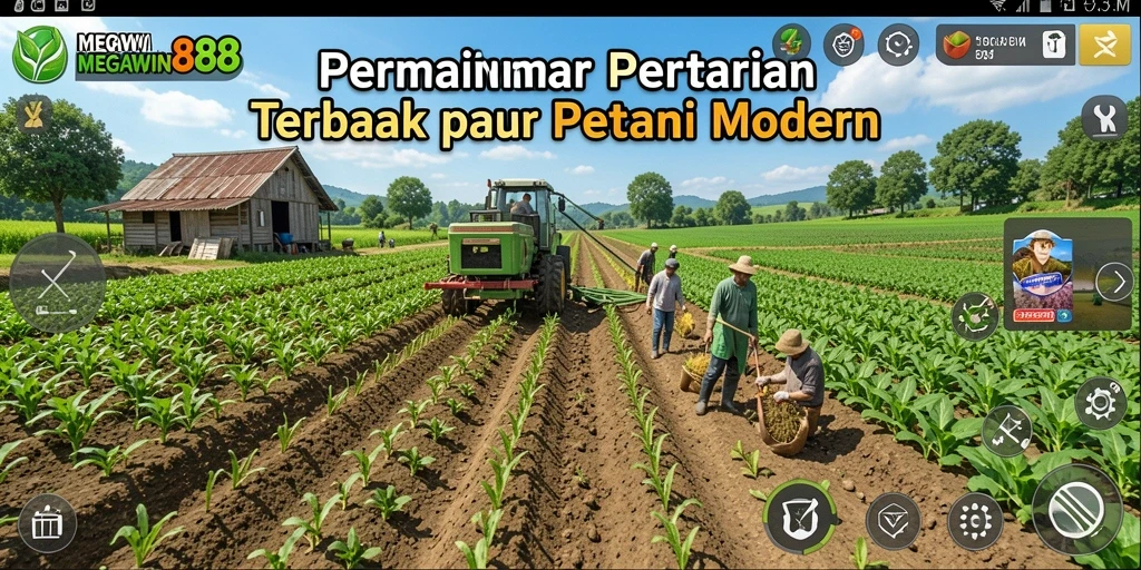 Tampilan grafis yang memukau dari gameplay pertanian MEGAWIN888.