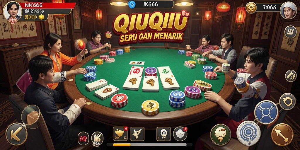 Tampilan gameplay seru dalam permainan QiuQiu NK666.