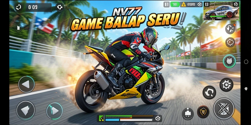Gameplay <strong>NV77</strong> yang mendebarkan di lintasan balap motor.