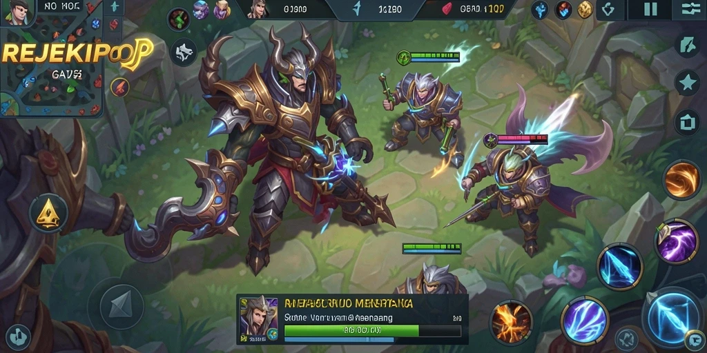 Tampilan gameplay seru dalam REJEKIPOP dengan karakter beragam.